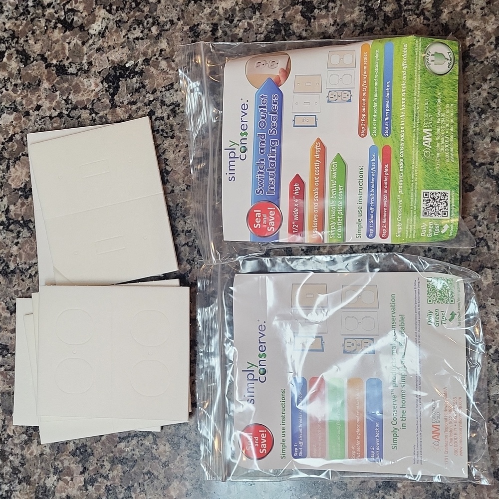 Simply conserve lot of 2 switch and outlet insulating sealers new in package
